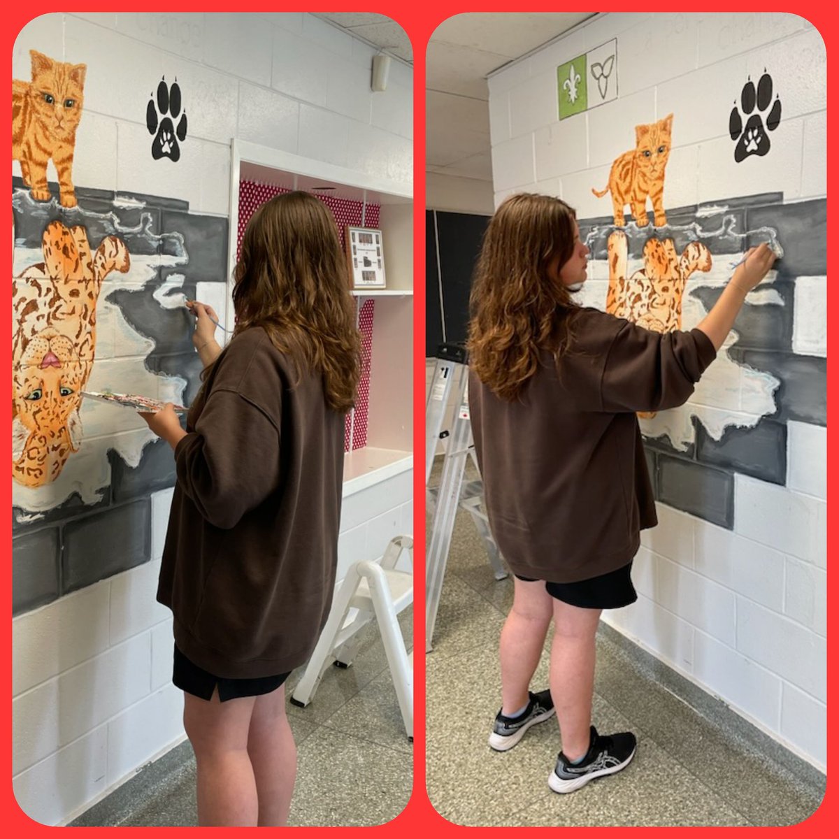 L'artiste Leah Hawken <a href="/EECStPaul/">École catholique Saint-Paul</a>  se rendra au nid des Aigles <a href="/ESCLESSOR/">École secondaire catholique l'Essor</a> en septembre.  Elle lègue une muraille au nom des Jaquars.  Merci Leah