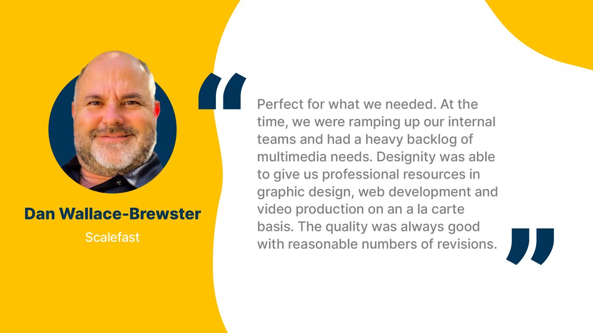 It’s always good to have a reliable creative team to take your multimedia and marketing projects off of your shoulders! 🎨🚀

Dan Wallace-Brewster of Scalefast found our model to be exactly what the doctor ordered. 👀Check out what he has to say about our partnership! 🌟👏