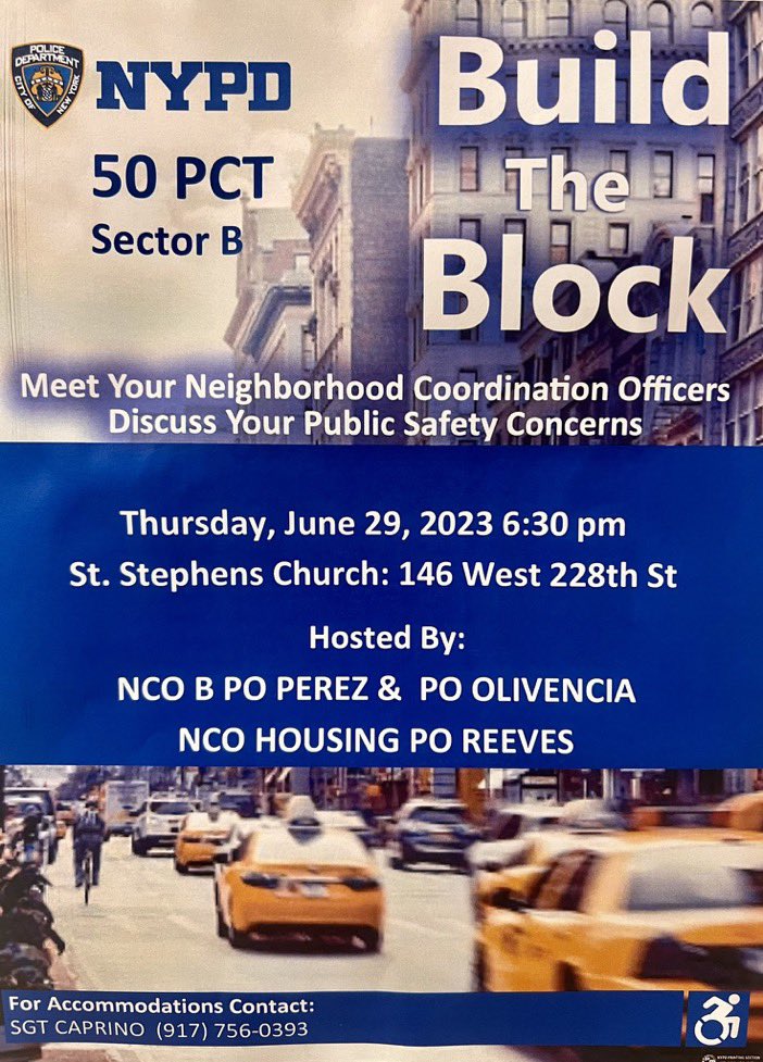 NYPD 50th Precinct on Twitter "REMINDER tonight is a Build the Block