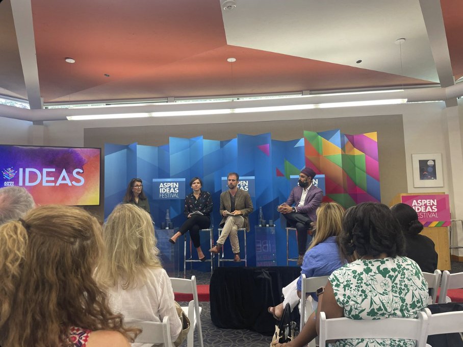 Happening NOW: #AspenIdeas Festival at the Koch Building, Lauder Room - panel discussion on “Wealth, Generosity, and the Good Society” with @janewales, @AspenPSI, @simran, @AspenReligion, @sckimbriel, and our own @shellysteward, @AspenFutureWork