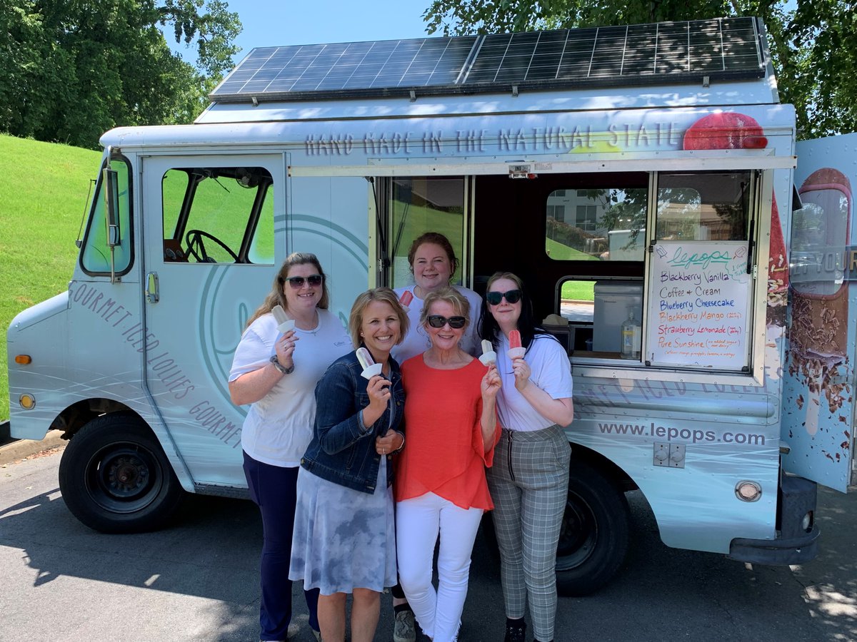Colliers_AR's tweet photo. 100+-degree heat in Little Rock has few remedies. Fortunately, LePops is one of them and they stepped in to help us out at Riverfront Plaza! Here's our accounting team showing off their cooling elements... #ColliersAR #LoveLR #LePops #LeHeat https://t.co/EGJbSQu1Ep