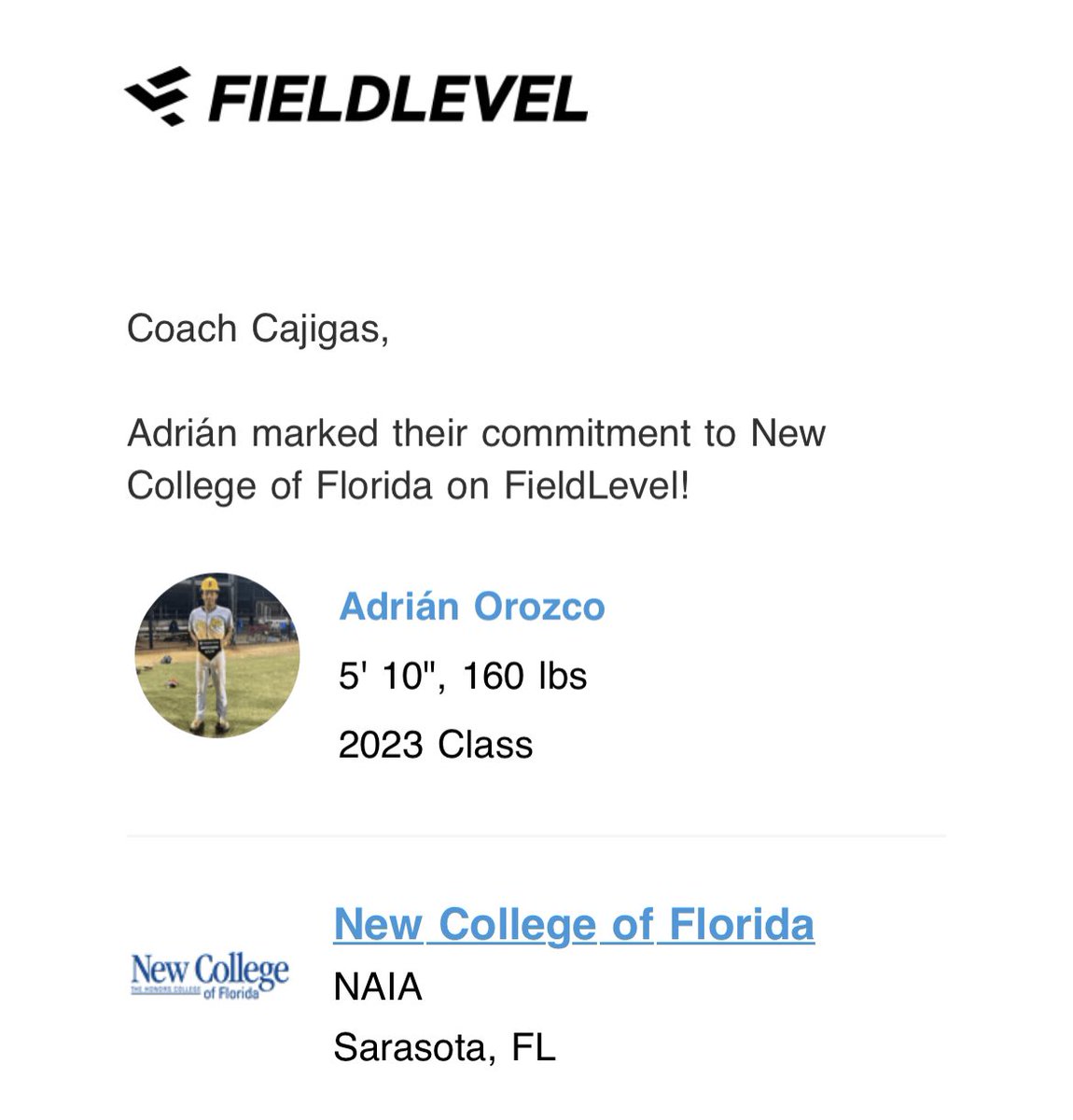 Congrats again on your commitment <a href="/AdrianO22/">Adrian Orozco</a> 🎉 Let’s go! 
<a href="/NewCollegeFL_AD/">Mariano Jimenez</a>