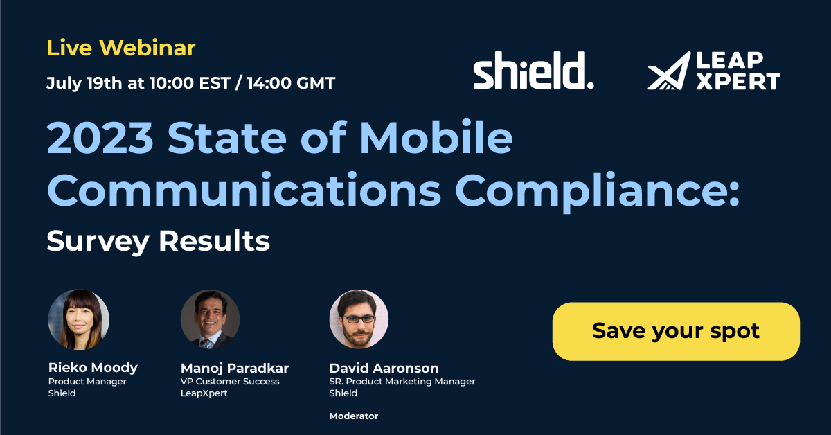 Join us for an exclusive live webinar revealing the results of a new survey on mobile communications compliance!
July 19th at 10:00 EST / 14:00 GMT
Here's the link to save your spot:
bit.ly/3CTPl2Y
 <a href="/FinTech_Futures/">FinTech Futures</a> <a href="/EvanKirstel/">Evan Kirstel #B2B #TechFluencer</a> <a href="/ATeamInsight/">A-Team Insight</a> <a href="/TheRegDoctor/">Dr Sian Lewin</a>