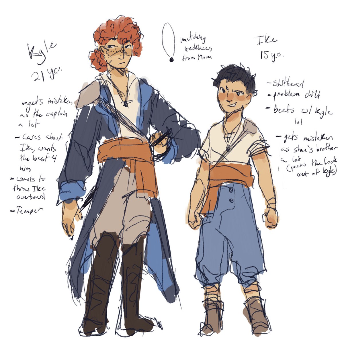 Pirate au Kyle and Ike
They’re so silly cause even though Kyle is literally the second in authority Ike is still stuck being the cabin boy cause he’s the youngest and a trouble maker