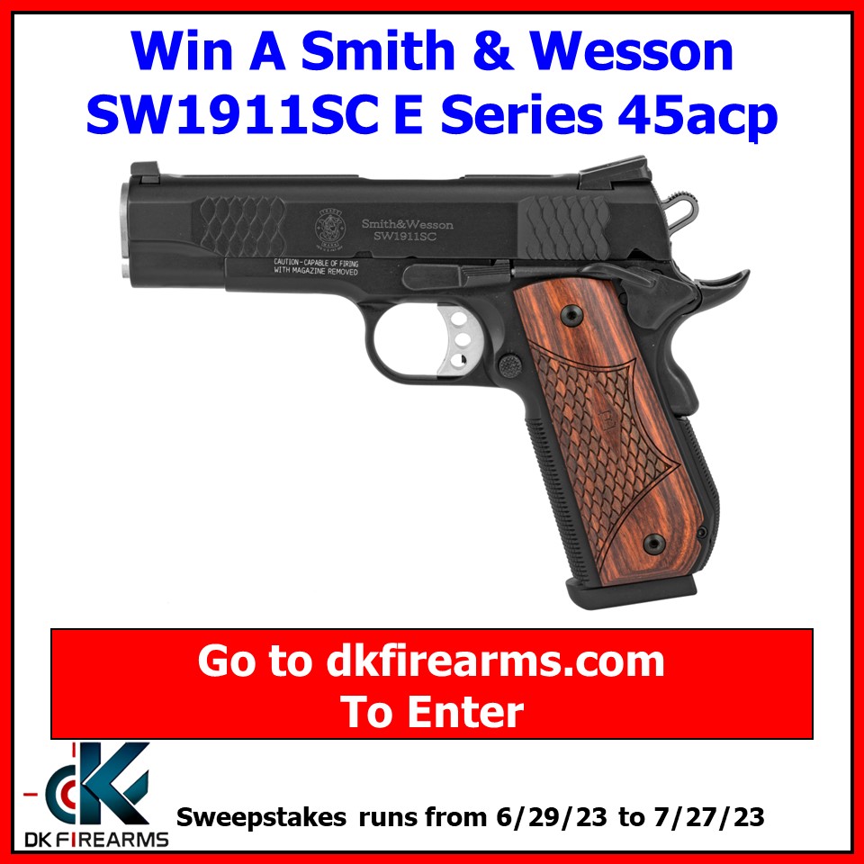 DkFirearms's tweet image. New Gun Giveaway At DK Firearms! Win A Smith &amp;amp; Wesson SW1911SC E Series 45acp!  

dkfirearms.com/bonus-gun-give…

#gungiveaway