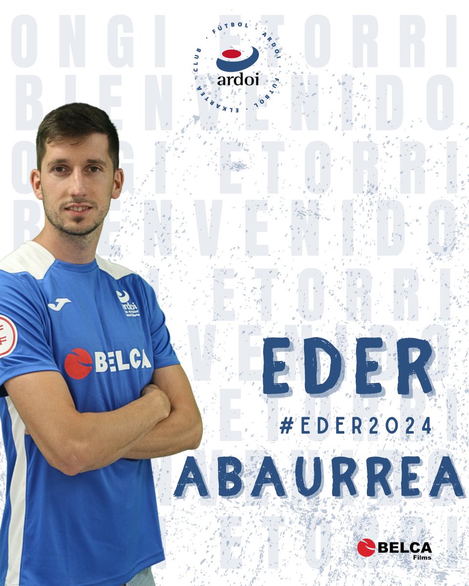 cfardoi's tweet photo. ✍🏼 𝗙𝗜𝗖𝗛𝗔𝗝𝗘 | Eder Abaurrea vestirá esta temporada la camiseta del CF Ardoi.

¡𝗕𝗶𝗲𝗻𝘃𝗲𝗻𝗶𝗱𝗼, @abaurreaeder! 𝗢𝗻𝗴𝗶 𝗲𝘁𝗼𝗿𝗿𝗶!  

#𝗘𝗱𝗲𝗿𝟮𝟬𝟮𝟰 💙🤍 https://t.co/KmpNVPPaSu