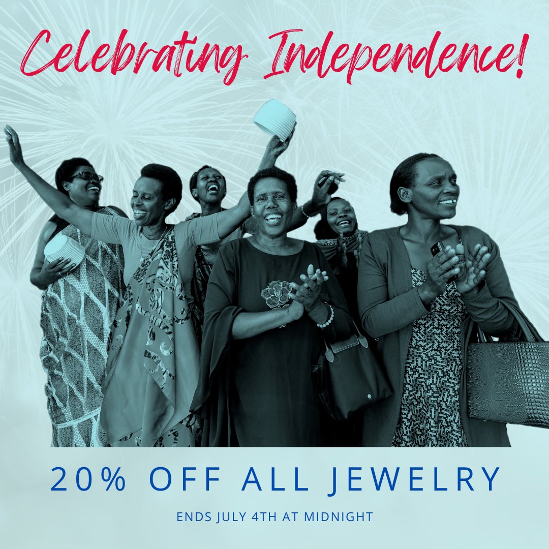 Our July 4th sale starts NOW! 🇺🇸We’re celebrating independent women with 20% off ALL JEWELRY. 🎉 Every piece is hand-made by an artisan, and 100% of your purchase supports their independence through the dignity of work.❤️ USE CODE: FIREWORKS. 🎆