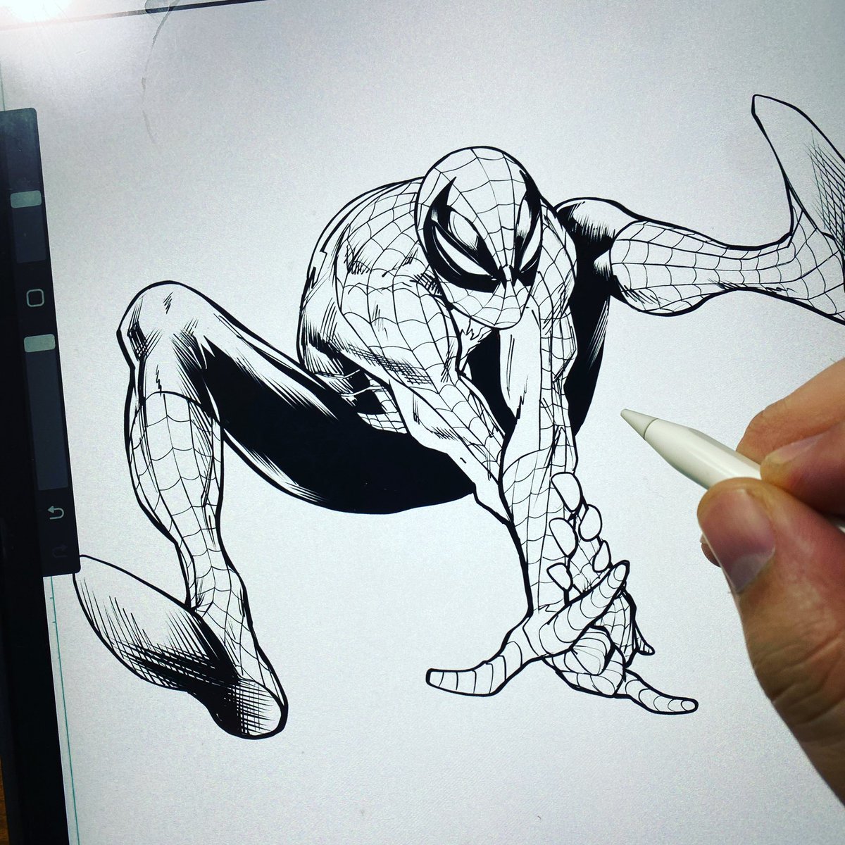 WIP 👀 Drawing more of the Sticky Guy for upcoming ASM issues #spiderman #patrickgleason #kraven