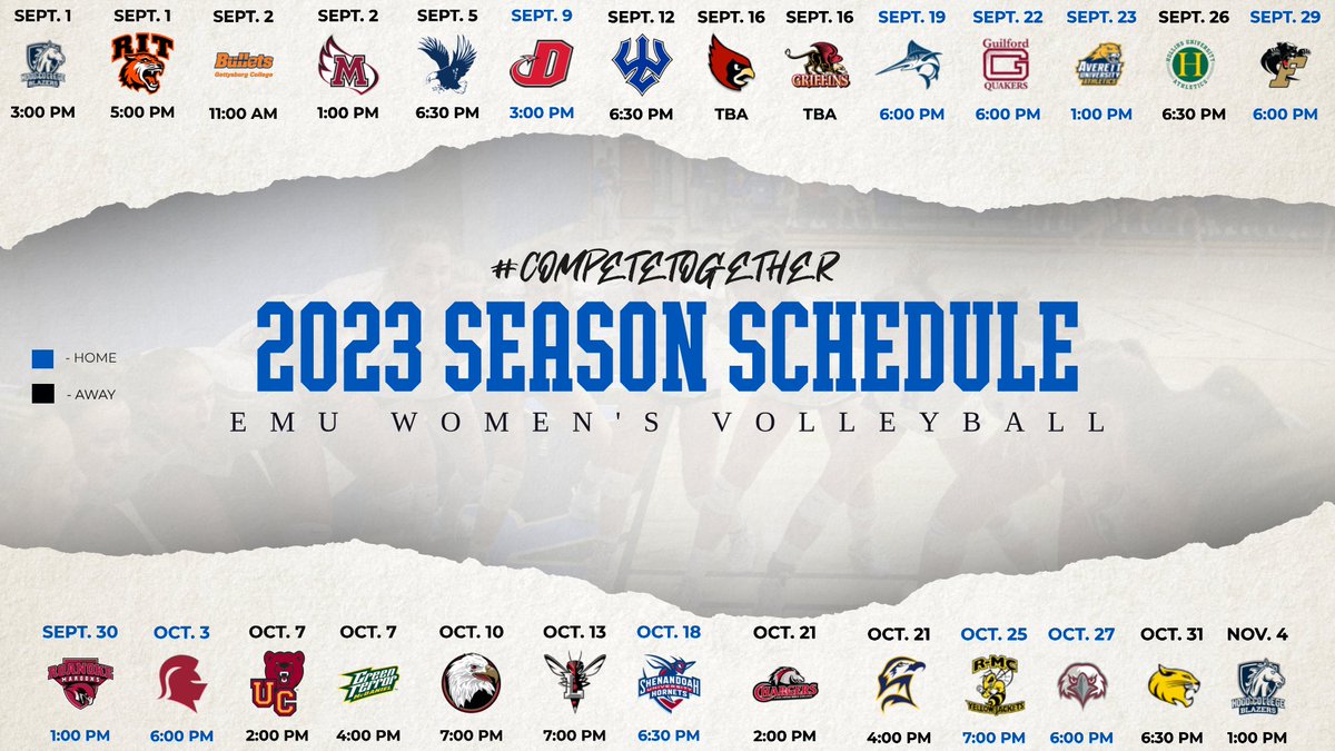 EMU_Athletics's tweet photo. .@emu_wvb releases 2023 schedule #competetogether #bearoyal

@DaveRiggert @DNR_Sports @WHSVScoreZone 

https://t.co/VZeysBZrZz https://t.co/MyacytanvS