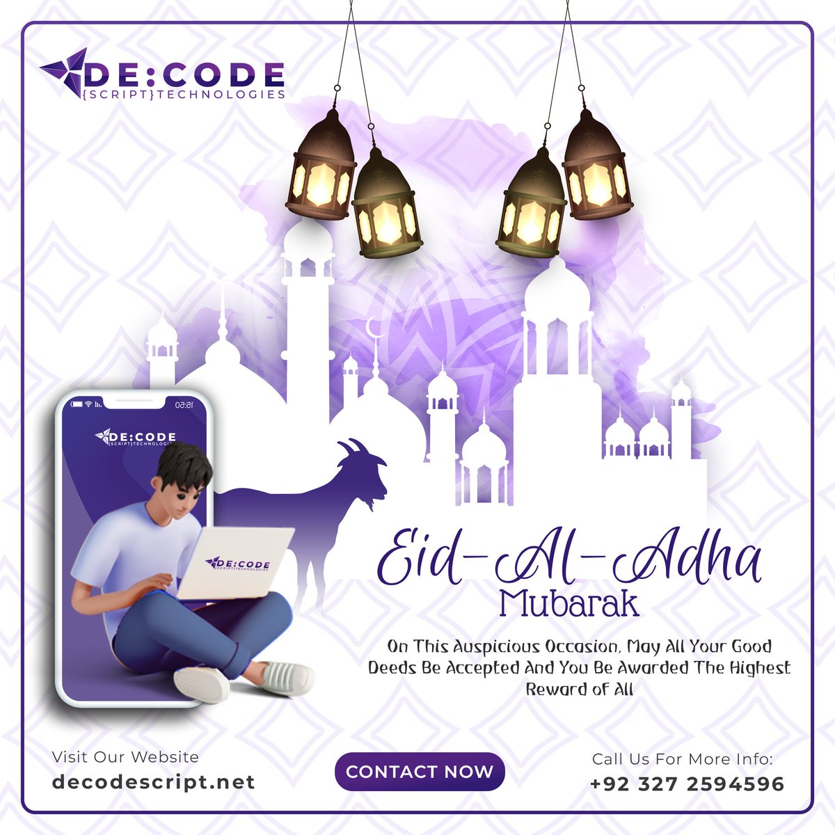 DecodeScritpt's tweet image. "During this blessed time of Eid, may Allah shower His mercy upon you and fulfil all your aspirations. May this joyous occasion strengthen your faith and bring immense happiness to your heart. Eid Mubarak!"
𝐖𝐞𝐛𝐬𝐢𝐭𝐞:
decodescript.net
#decodescript #eidmubarak2023