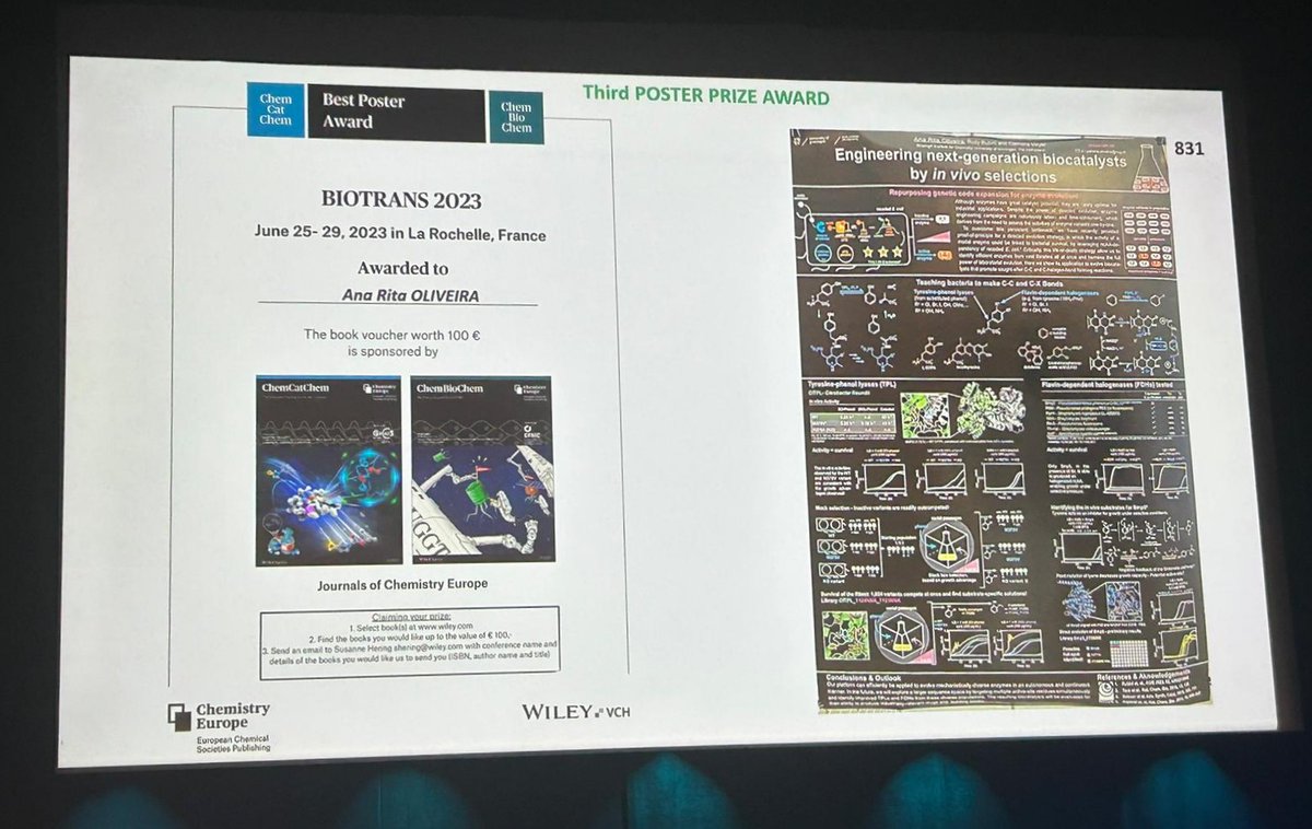 The last few days were spent surrounded by a great community and full of amazing science #Biotrans2023 
It was great to discuss our work (@narf42). It ended in a really nice way #posterprize, I am grateful 😃