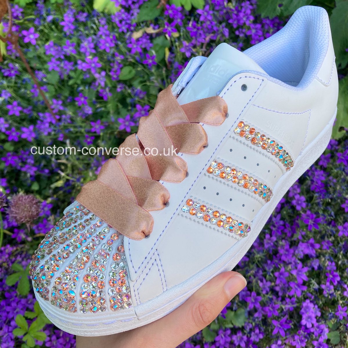 CustomConverse's tweet photo. Crystal Adidas Superstars created using hundreds of rose gold and silver crystals and finished off with our own rose gold glittery ribbon shoelaces. 

https://t.co/l2XkGWpz1p

#adidas #superstar #adidassuperstar #crytsal #rosegold #silver #customadidas #blingshoes #crystalshoes https://t.co/EWZN1DzCMX