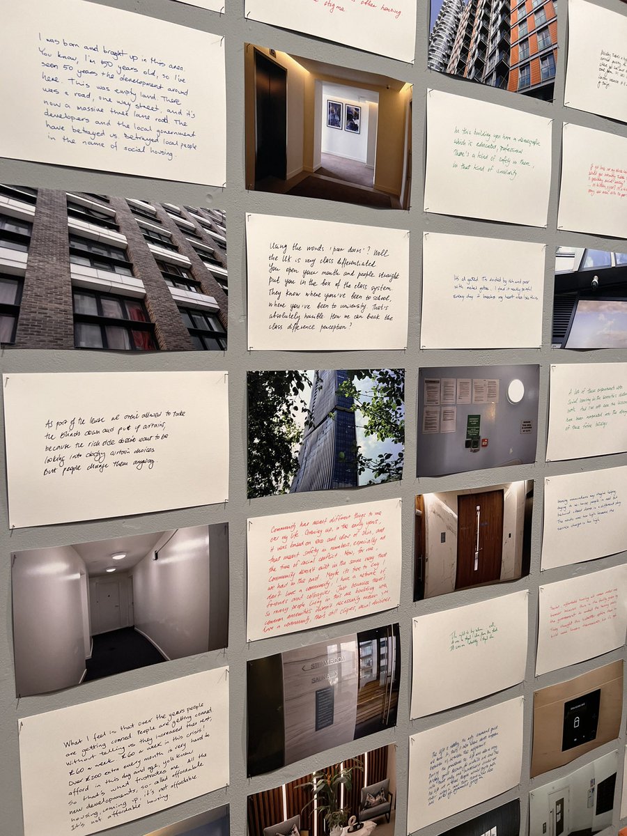 At opening of fabulous exhibition at  <a href="/FourCornersE2/">Four Corners</a> gallery in Bethnal Green ‘Conditions of Living: Homes and Homelessness in London’s East End’, spanning C19th to present including display on contemporary housing segregation, like ‘poor doors’ — go see, on until September!