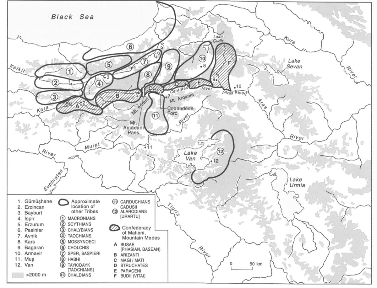Reconstruction of Iron Age tribal territories in Armenian Highland based on Herodotus and Xenophon.
