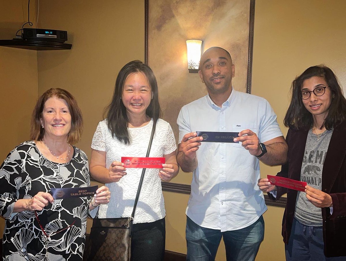 BergenToastM's tweet photo. Such a fun and joyful dinner meeting last night! 🎙️🥳 Thanks to all who attended our  Annual Toastmasters dinner meeting 🙏🎉 We devoured that yummy food! 🍝 

✳️Welcome to our newest members: Roon and Ferah!!🎊

❇️Congrats to Juan on his Ice breaker speech 🥁!
(1/3) https://t.co/lJZMT4K7U2