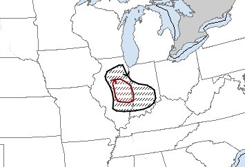 Destructive MCS/possible Derecho continues...

The MCS is expected to maintain strengthen until the IL/IN border, where the line is expected to lose strength and become messy. Highest risk for winds over 74mph seems to be within the red hatched zone. 
#wxtwitter #ilwx #inwx