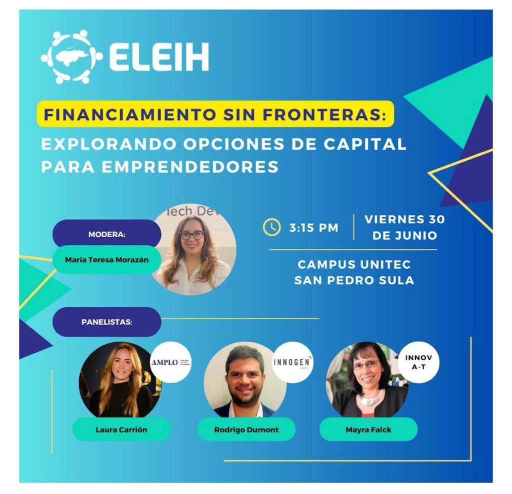 innogencapital's tweet image. El día de mañana @RodrigoDumont4 estará participando en el panel de financiamiento sin fronteras de @tech4devhn en San Pedro Sula. Este evento tiene como objetivo facilitar un espacio de encuentro para conectar a los diversos actores del ecosistema de emprendimiento de Honduras.