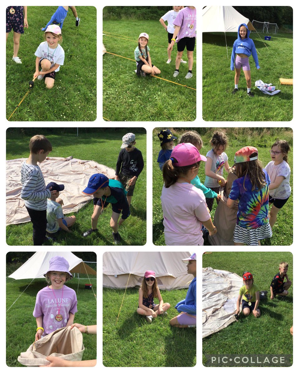 walton_primary's tweet photo. Camp day 1 . Flag raising ceremony, building camp, kin ball! Now onto our activities. @OutdoorsPeople @JohnTaylorMAT https://t.co/3j8pT8cxZA