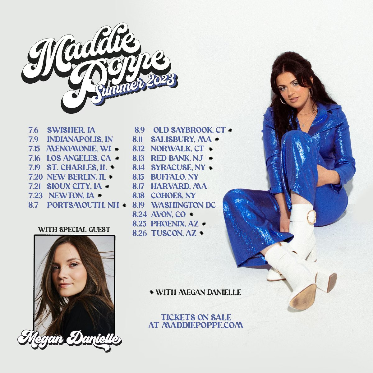 EXCITING NEWS! 🥳🥳

I’m so excited to hit the road this summer with @MaddiePoppe 🤍
Tickets on sale NOW at maddiepoppe.com 🎟️🌟