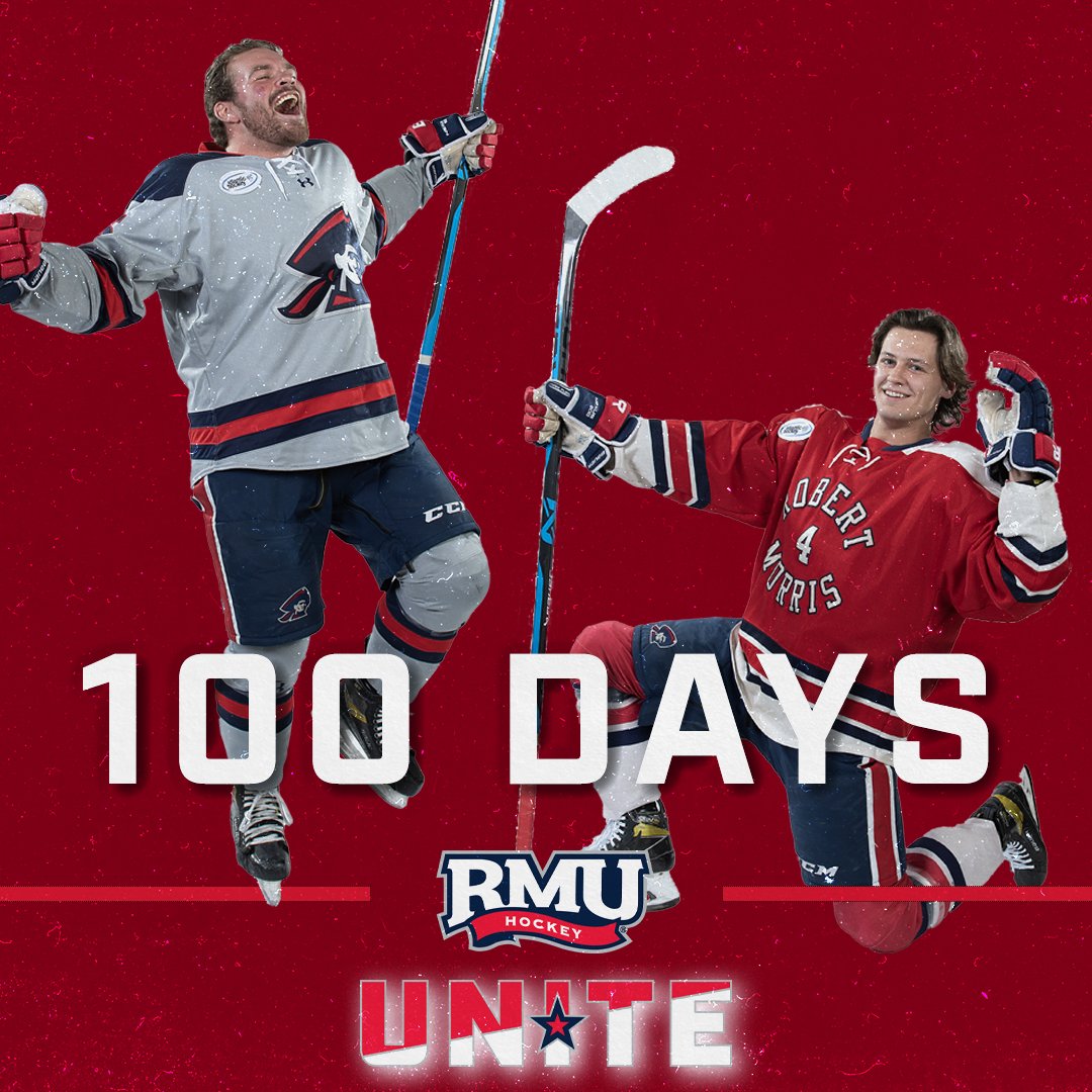 RMUMHockey's tweet photo. We're 100 days away from our home opener! 

#BobbyMo | 🔵🏒🔴 | #RMUnite #AHA20 https://t.co/0KQCQvDQYh