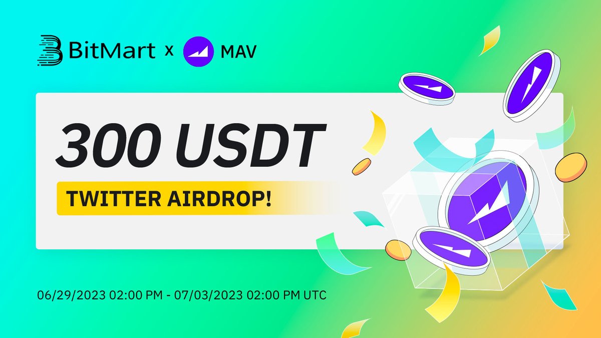 🌟 #BitMart X #MAV Listing #Airdrop 🌟

1⃣Follow <a href="/BitMartExchange/">BitMart</a>
2⃣Join t.me/BitMartExchange
3⃣RT &amp; Tag 3 frds &amp; Like
4⃣Fill out the form: forms.gle/rtn4h3LwszYqGM…

🎁Trade &amp; Deposit MAV to win 300 USDT!
👉Register now: bitmart.com/en?r=OPS

#BitMart #Airdrops