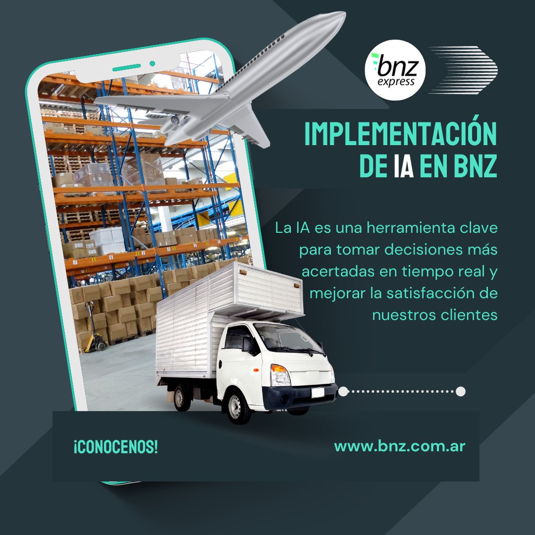 BnzExpress's tweet photo. ¡Con BNZ, el seguimiento de tus pedidos nunca ha sido tan fácil! Implementamos la inteligencia artificial para ayudarte a gestionar tus envíos de manera más eficiente y también para muchas otras cosas. #bnz #bnzmelotrae #inteligenciaartificial #gestióndeenvíos https://t.co/lZKe6yVQnr
