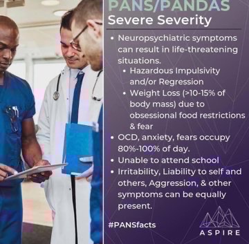 Symptons of #Pans #Pandas can range from mild to moderate to severe. Treatment should be available for all levels of severity. Not rare! Please RT💚 #PansPandasHour