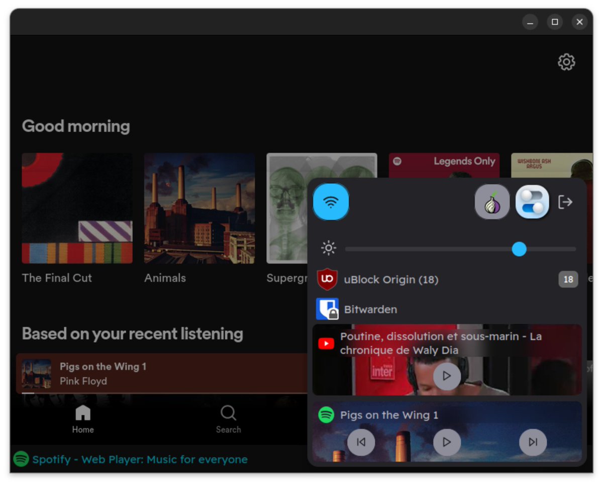 Today's new feature focus is on media controls:
- Mute control in the carousel view when applicable.
- Play/pause/track change controls in the quick settings panel for active players.
- Same controls on the lock screen