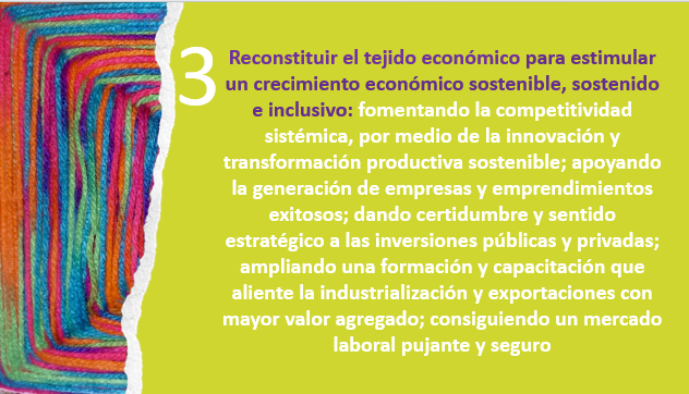 jmenkos's tweet photo. 3. Reconstituir el tejido económico para estimular un crecimiento económico sostenible, sostenido e inclusivo