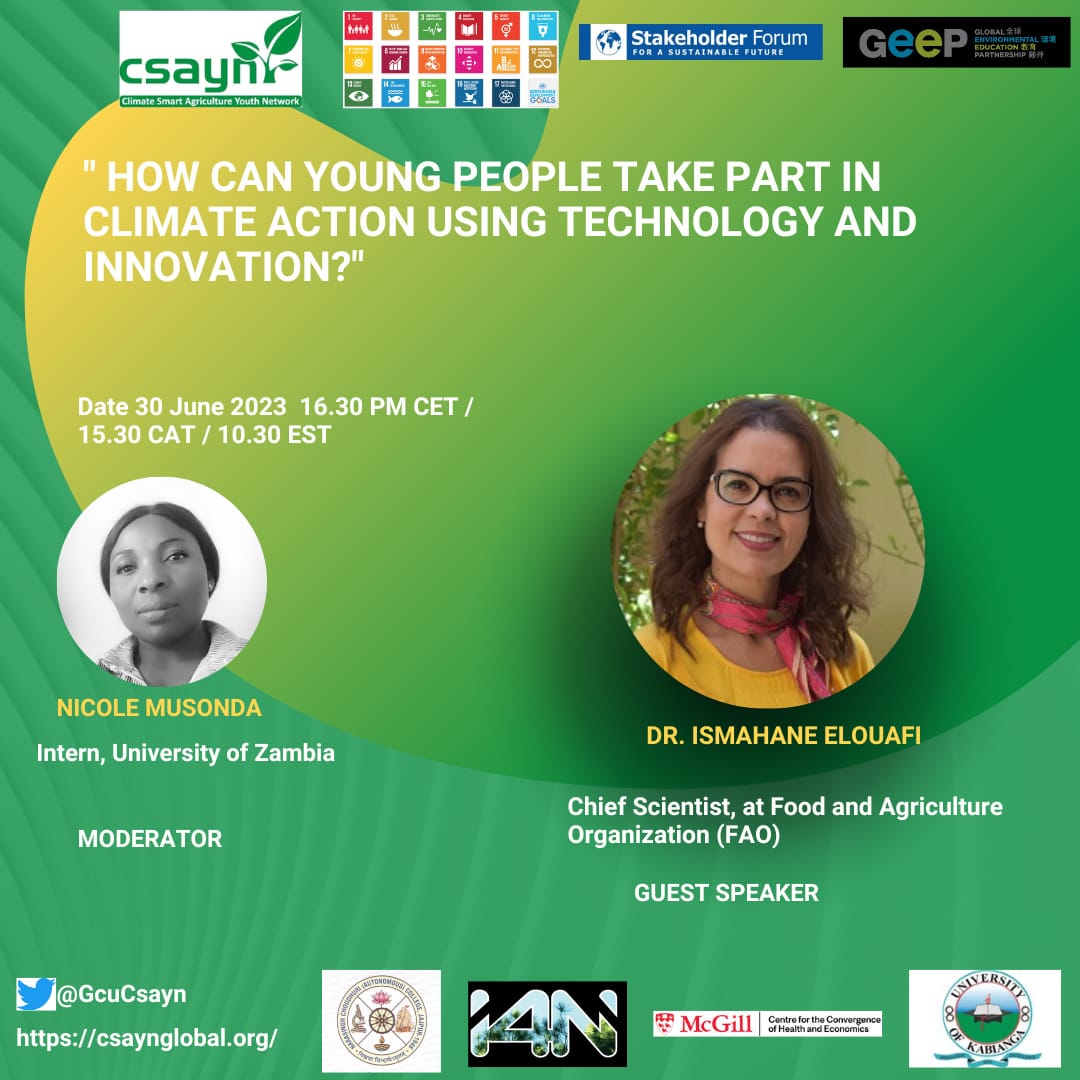 DENNISODERO16's tweet photo. Tomorrow @GcuCsayn we are pleased to have @FAOScienceChief as  guest speaker,she will elaborate on role of youth in climate action using technology and innovation @FAO @ntiokam @AnthonyEgeru @egertonunikenya @muriithiben @VJeridah @Antoinett2002 @Environment_Ke @AU_YouthEnvoy https://t.co/2UsmOkB1FN