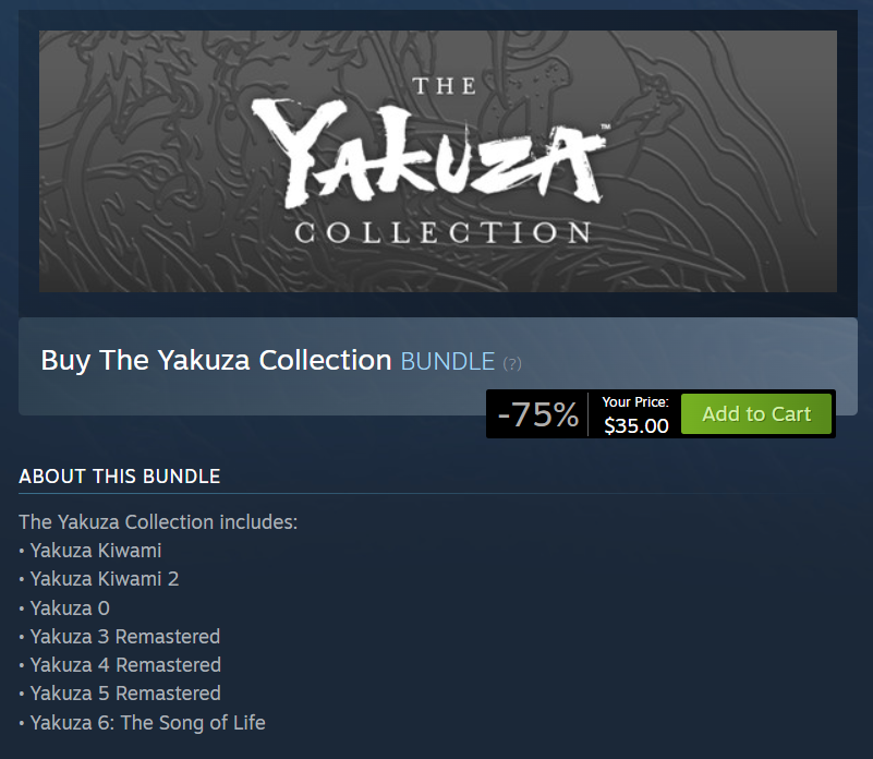 Wario64 on Twitter "The Yakuza Collection bundle (Yakuza 0/1/2/3/4/5/6