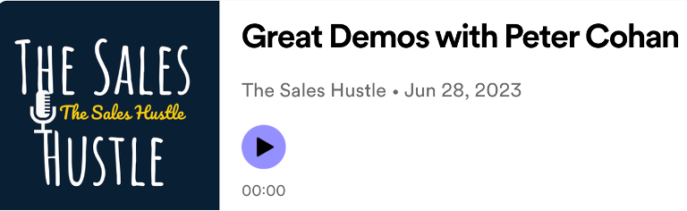 PCohan's tweet image. The Sales Hustle Podcast – Great Demo! &amp;amp; Doing Discovery Insights - “Sales, presales, and the tools that get us there…” 

I joined Miles Martin for this 40-minute exploration - podcasters.spotify.com/pod/show/miles…