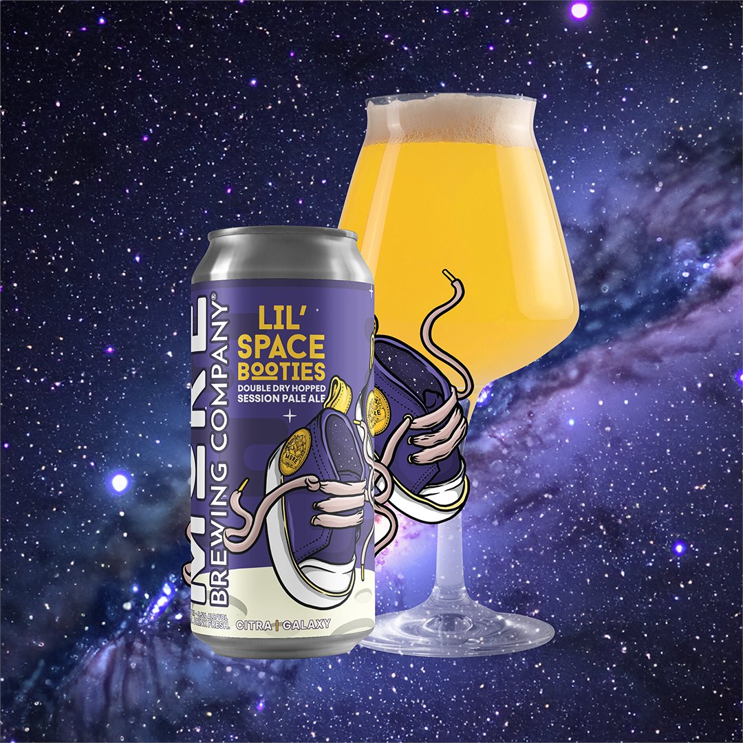 'It's one small beer for man, one giant blast of haze for mankind.' LIL' SPACE BOOTIES 🤏🌕 DDH Session Pale Ale w/ Galaxy & Citra ABV | 5.5% Freshly available NOW