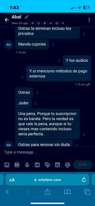 Una pregunta&hellip; A QUE MIERDA DE ONLYFANS OS SUSCRIB&Iacute;S? Tanta gente que me dice lo mismo&hellip;. Y gente que HASTA