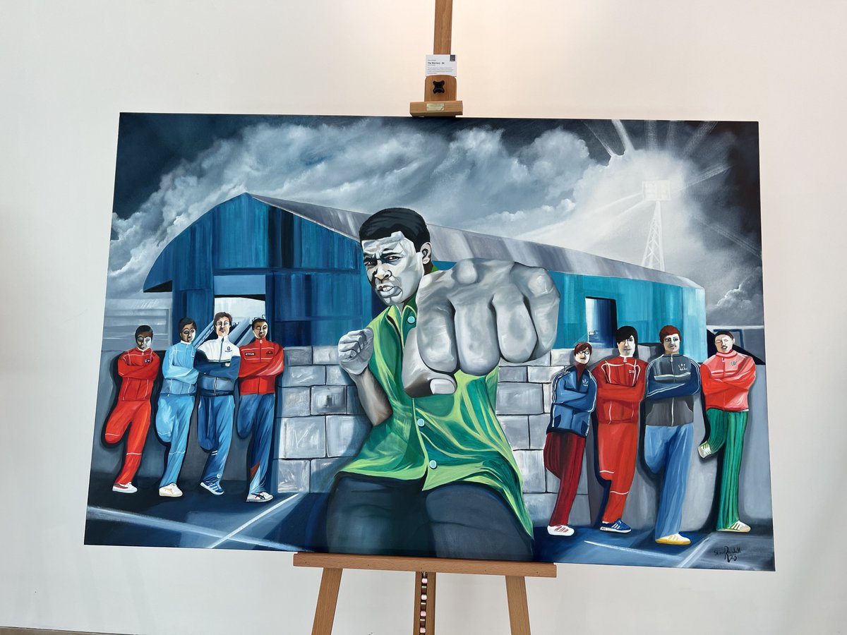 Remember Chippy Dinner at the Art of the Terraces Exhibition. Artist Steve Randall @l5paintings has co-curated ‘Liverpool Radicals’ at the West Tower, Brook Street, Liverpool. 
It’s only on 3 days but more exhibitions are planned to showcase new Liverpool artists. All are 4 Sale