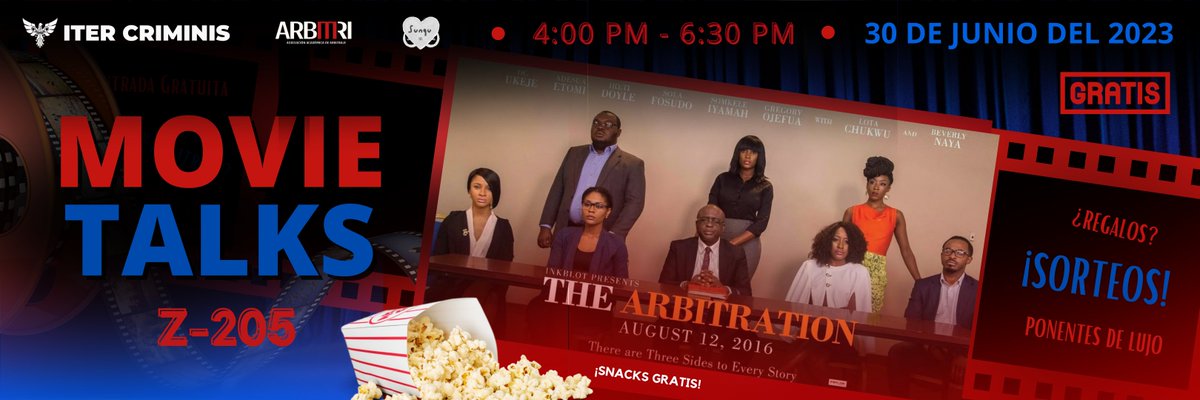 AC_IterCriminis's tweet photo. 🎥 ¡Este viernes 30 de junio ven al Z-205 para que puedas disfrutar de la proyección de la película The Arbitration! 

Además de ver la película, podrás escuchar el interesante análisis de grandes ponentes y sorteo de regalos!

#movie #thearbitration #law #pucp https://t.co/kHRxhZcUdX