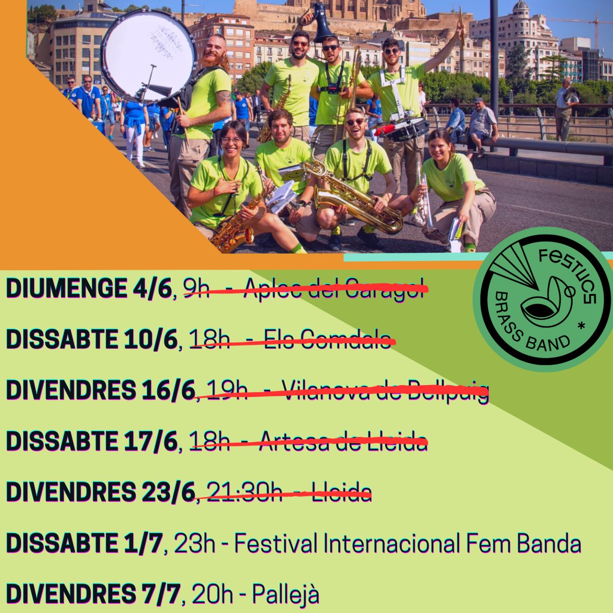 Això només ha fet que començar, per nosaltres🌝
Teniem moltes ganes d'anunciar-vos què estarem al Festival Internacional de Bandes de Música de Lleida Fem Banda!🥰<a href="/bandadelleida/">BML</a>
Estarem dissabte amb els músics de Malta, Portugal, França i Illes Balears💪
#xaranga #fembanda