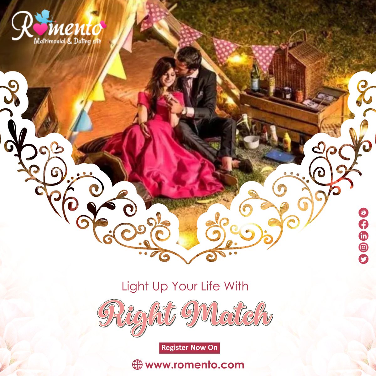 💌 𝗟𝗼𝘃𝗲 𝗶𝘀 𝗶𝗻 𝘁𝗵𝗲 𝗔𝗶𝗿 𝘄𝗶𝘁𝗵 𝗥𝗼𝗺𝗲𝗻𝘁𝗼! 💌

👫 Discover a world of possibilities and connect with genuine, like-minded individuals on India's top matrimonial website, Romento: romento.com !!!

#matrimonialsite #matrimonial #romento #love #loveyou