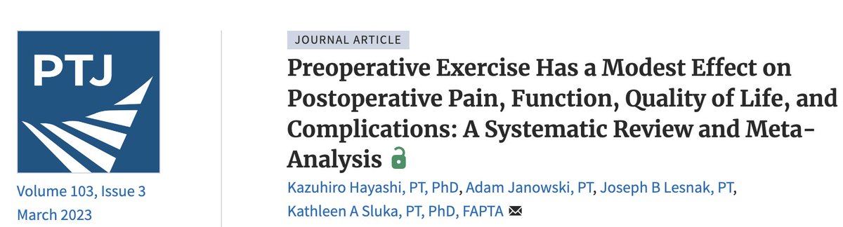 PTJ: Journal of APTA (@ptjournal) on Twitter photo New Podcast! 🎙️
<a href="/ajette1/">Alan Jette</a> speaks with authors <a href="/ksluka0101/">Kathleen Sluka</a> and Kazuhiro Hayashi about the effects of preoperative exercise after joint replacement surgery.
apta.org/apta-and-you/n… New Podcast! 🎙️
<a href="/ajette1/">Alan Jette</a> speaks with authors <a href="/ksluka0101/">Kathleen Sluka</a> and Kazuhiro Hayashi about the effects of preoperative exercise after joint replacement surgery.
apta.org/apta-and-you/n…