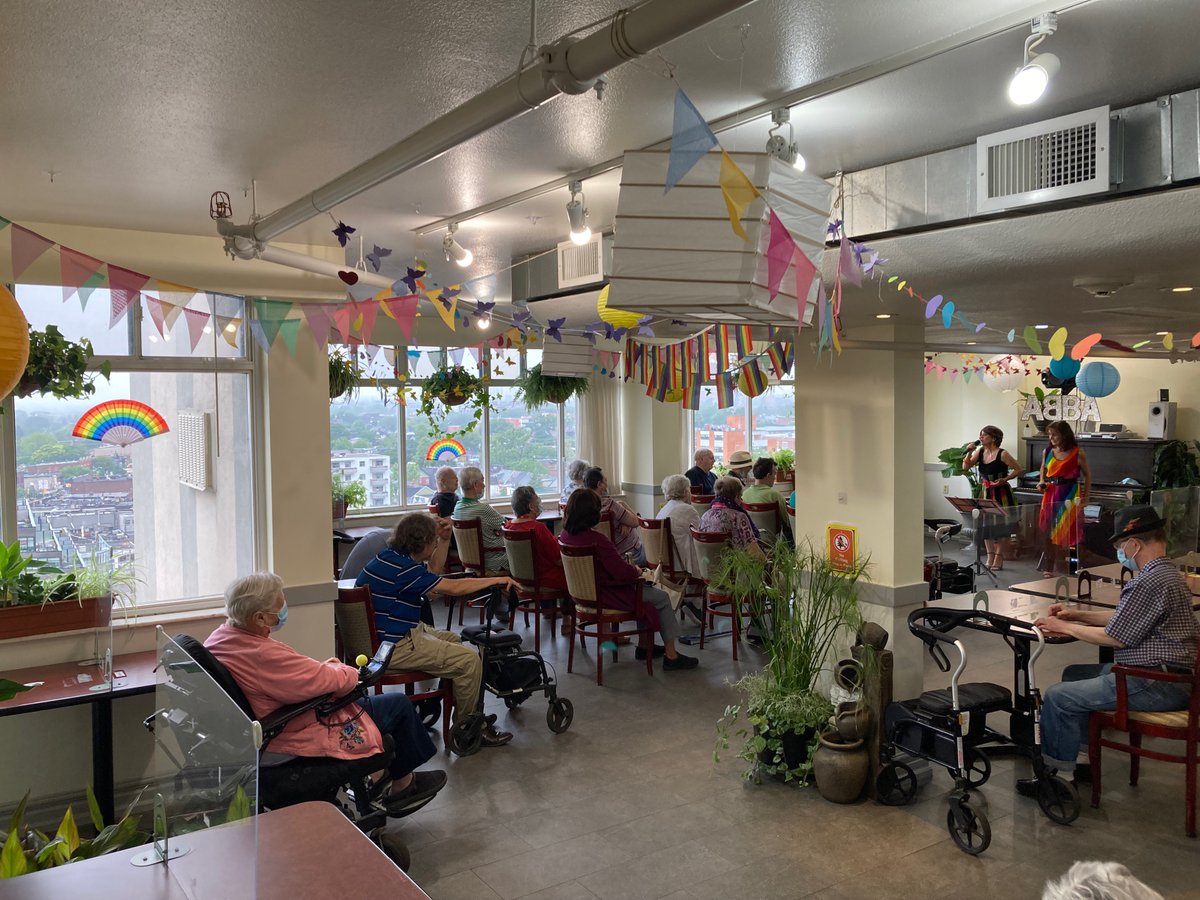 Recognizing #PrideMonth at LOFT is vital to show our clients and staff that we see, care for, and support them this month and onwards. We recently celebrated with senior clients at our John Gibson House and St. Anne's Place with colourful décor and live music of ABBA’s top hits.