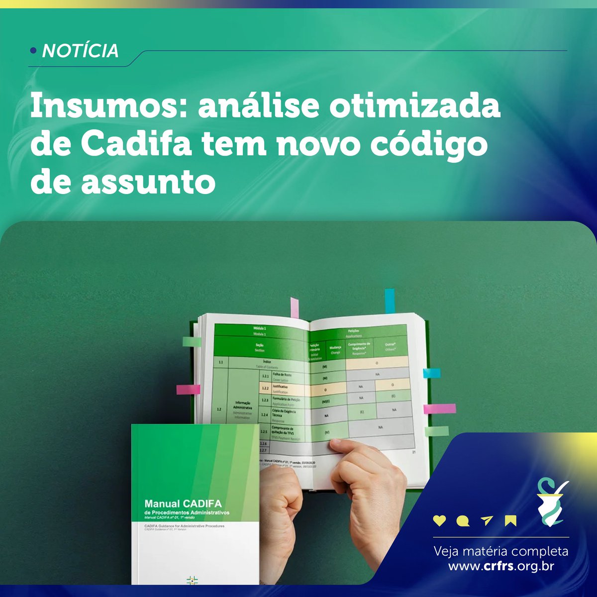 #NewsFarma:                      

Novo código deve ser usado exclusivamente para petições de Cadifa.  

📷 Confira a matéria: shre.ink/leXw