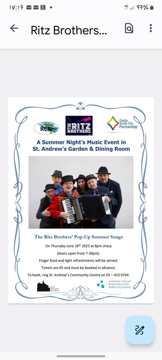 Enjoy  a night out + the craic @ StAndrewsCC  Centre Rialto on Thursday evening 
Supporting  the D8 communities.