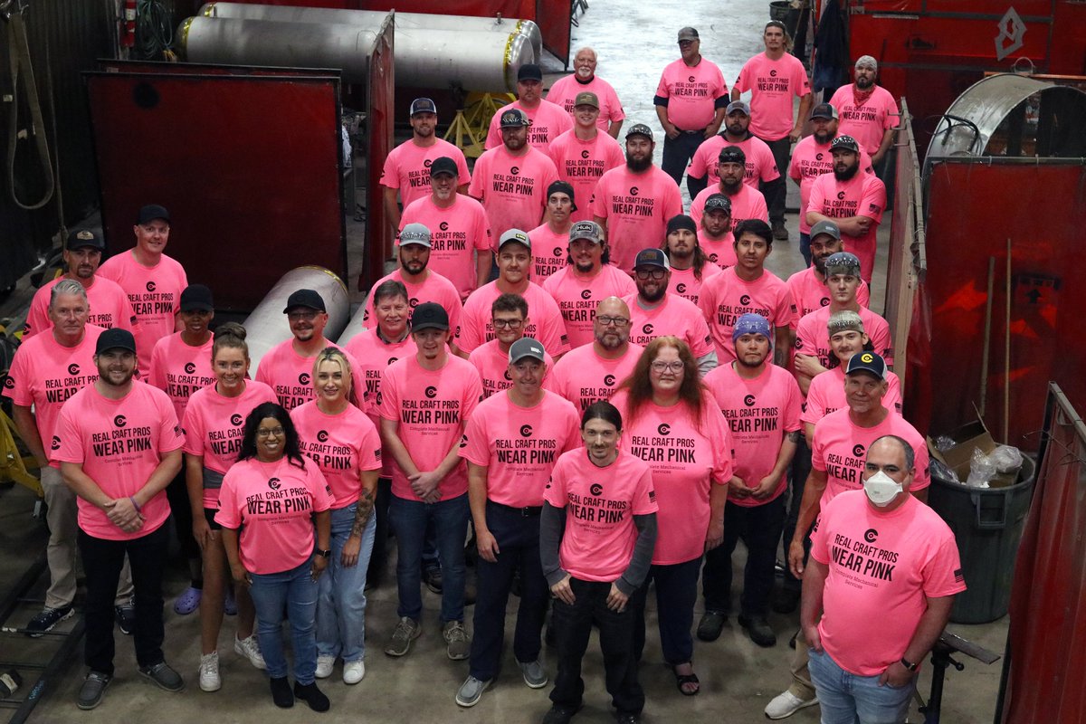 MechConstruct4u's tweet photo. Thanks to our amazing team members who participated in "Real Craft Professionals Wear Pink Day"! We showed our support for the Karen Wellington Foundation and their mission to bring joy and support to women and families affected by breast cancer. #MakingADifference #community https://t.co/MuqrtyPTAZ