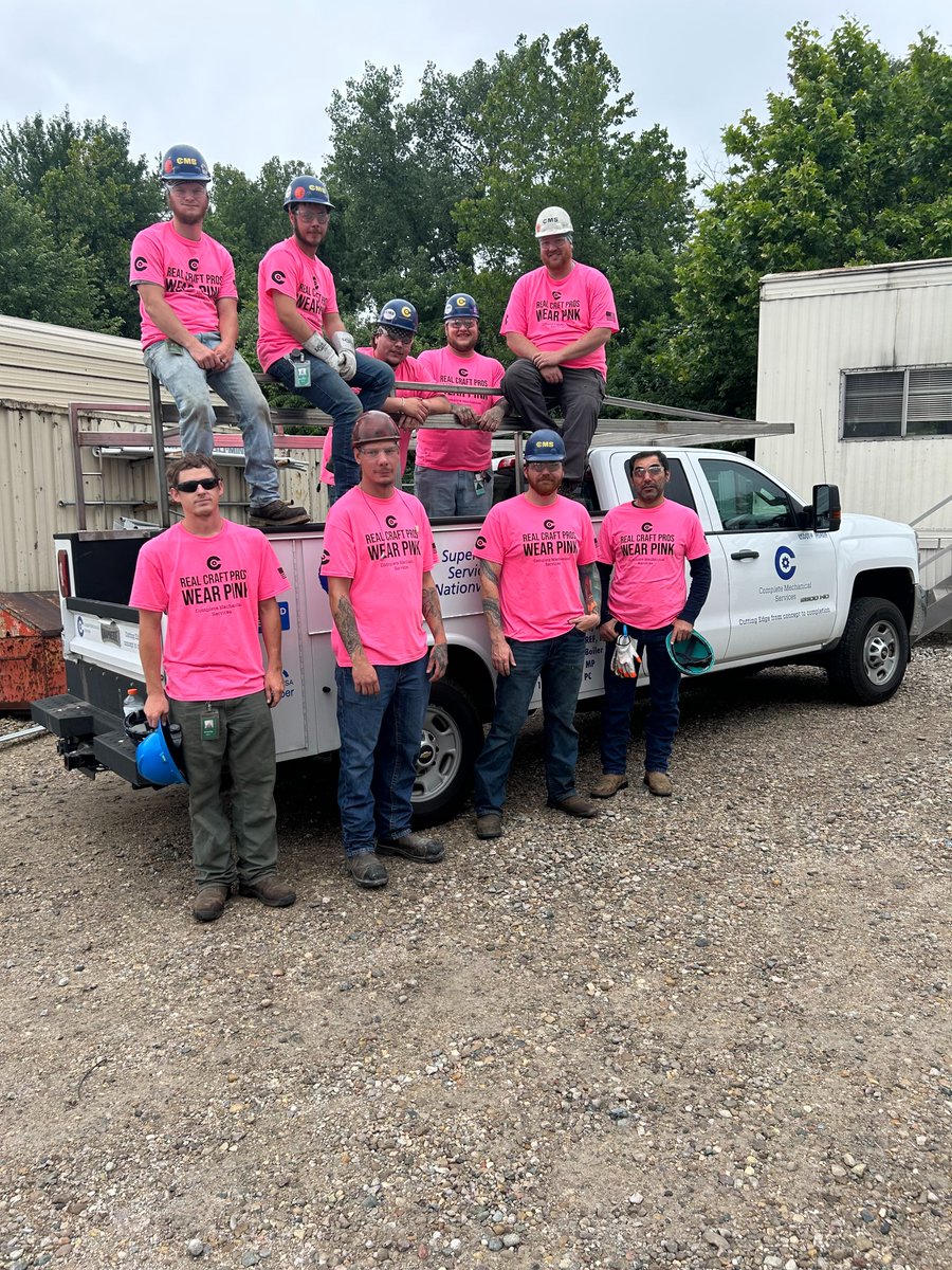 MechConstruct4u's tweet photo. Thanks to our amazing team members who participated in "Real Craft Professionals Wear Pink Day"! We showed our support for the Karen Wellington Foundation and their mission to bring joy and support to women and families affected by breast cancer. #MakingADifference #community https://t.co/MuqrtyPTAZ
