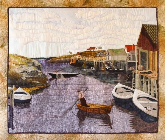 Contemporary Nova Scotia textile artist Laurie Swim creates quilt art which captures her local landscapes #WomensArt