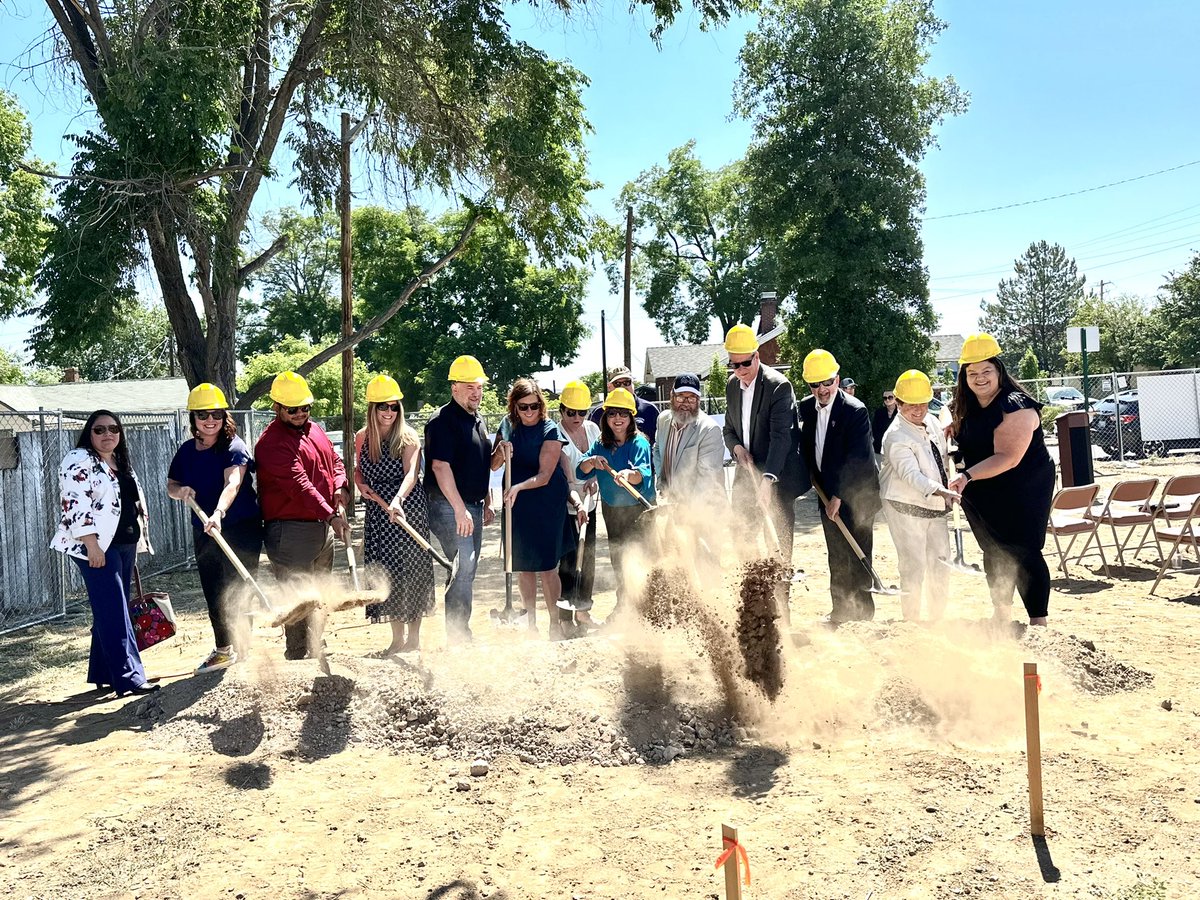 CityofReno's tweet photo. Ground has been broken for Dick Scott Manor in Ward 3! This 12-unit affordable housing apartment project is restricted at or below 50 percent of the Washoe County Area Median Income (AMI) and for Veterans experiencing homelessness. https://t.co/F0Hmnt68Up