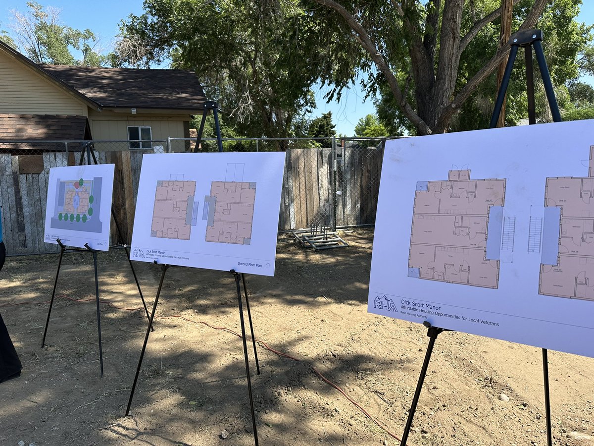 CityofReno's tweet photo. Ground has been broken for Dick Scott Manor in Ward 3! This 12-unit affordable housing apartment project is restricted at or below 50 percent of the Washoe County Area Median Income (AMI) and for Veterans experiencing homelessness. https://t.co/F0Hmnt68Up