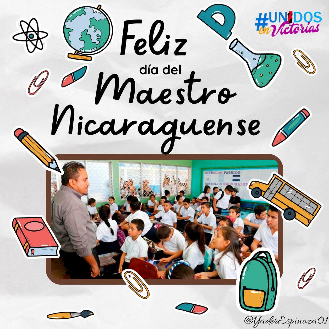 #Nicaragua 29 de junio,Día del Maestro Nicaraguense,un año más asumiendo el compromiso de seguir haciéndo una educación por la paz y soberanía para nuestras generaciones. #UnidosEnVictorias #FuerzaDeVictorias