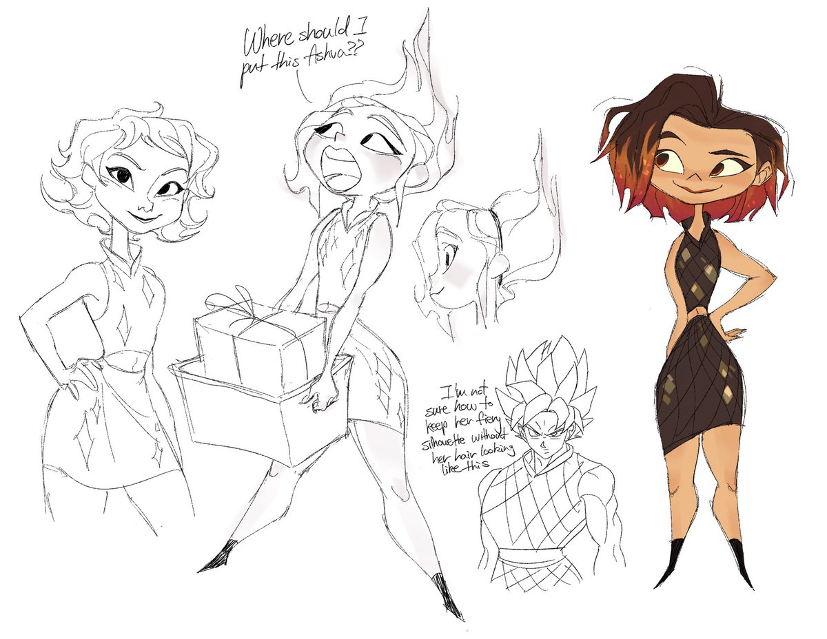 ksj_art's tweet image. #Elemental Tried designing human versions of them..