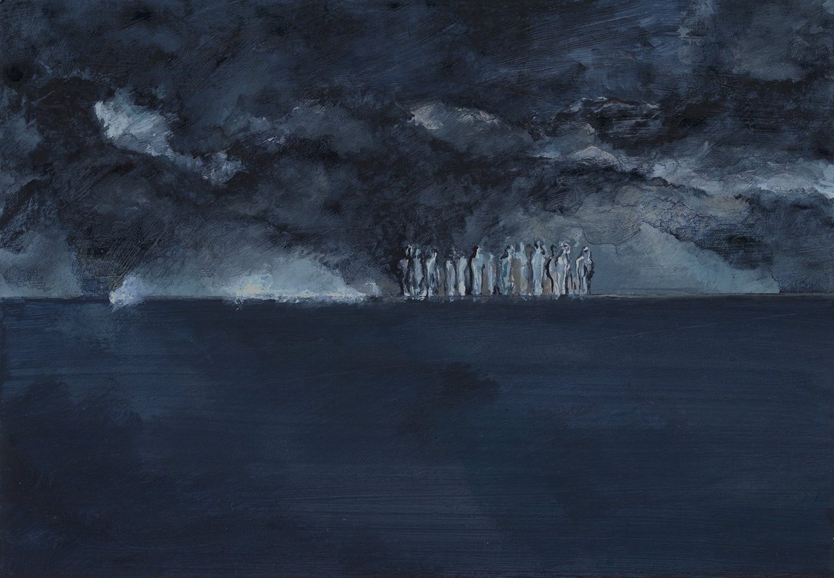 mokugomi's tweet photo. Dark Clouds | acrylic on paper | #humanity #landscape https://t.co/ilufPghWEI